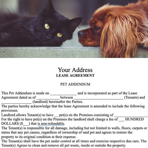 private landlord pet lease.